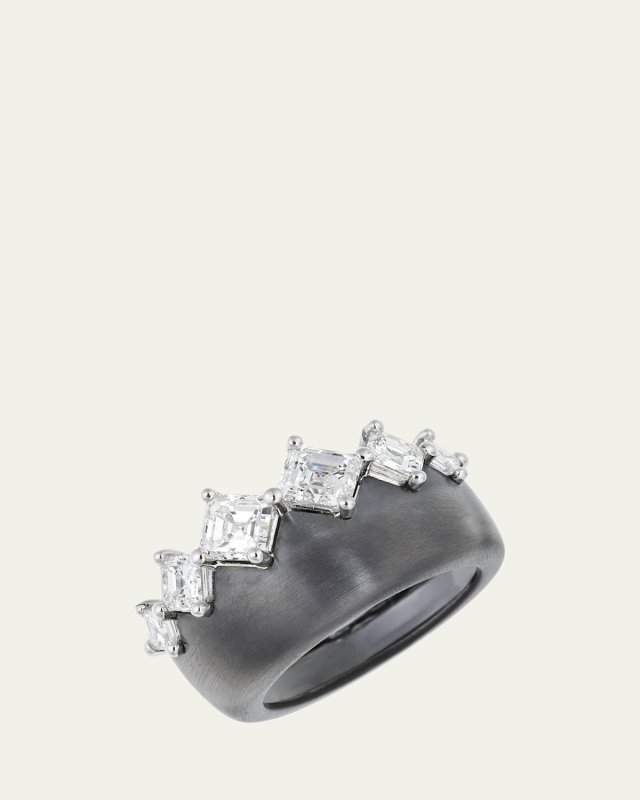 ME Ring with Diamonds in 18K Blackened Gold